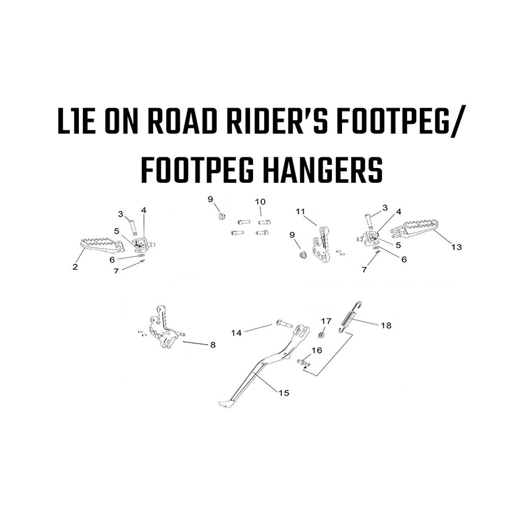 L1E Road Legal - Rider's Footpeg & Footpeg Hangers